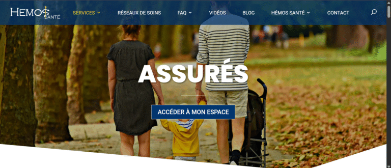 Hemos Santé mon compte : capture d'écran de la page d'accueil