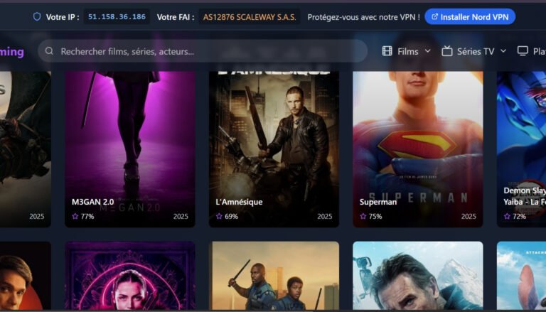Papystreaming : capture d'écarn de l'interface et nouvelle adresse