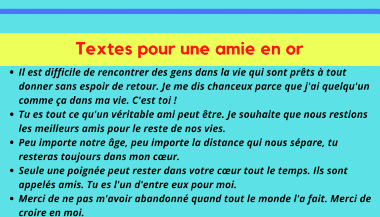 textes pour une ami en or